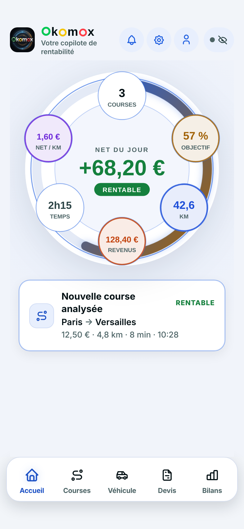 Écran Accueil en mode jour